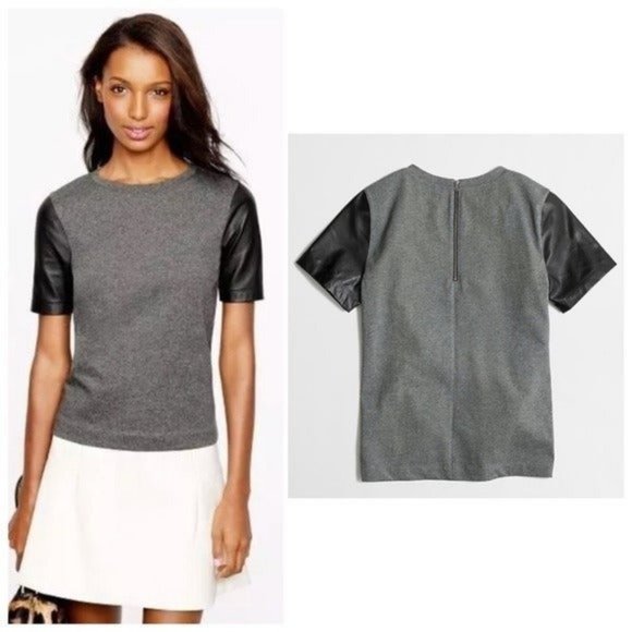 SOLD J.Crew Vegan Leather Insert Back Zip Tee XXS - Picture 11 of 11